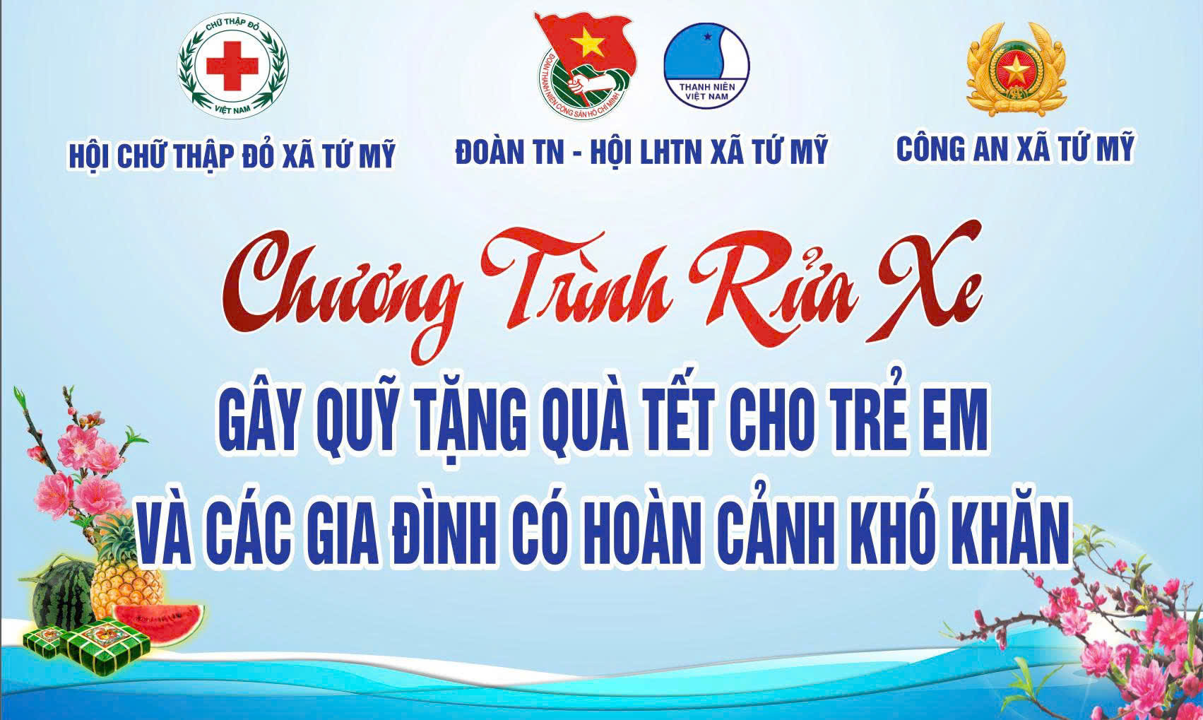 HỘI CHỮ THẬP ĐỎ-BTXH XÃ TỨ MỸ PHỐI HỢP TỔ CHỨC RỬA XE GÂY QUỸ