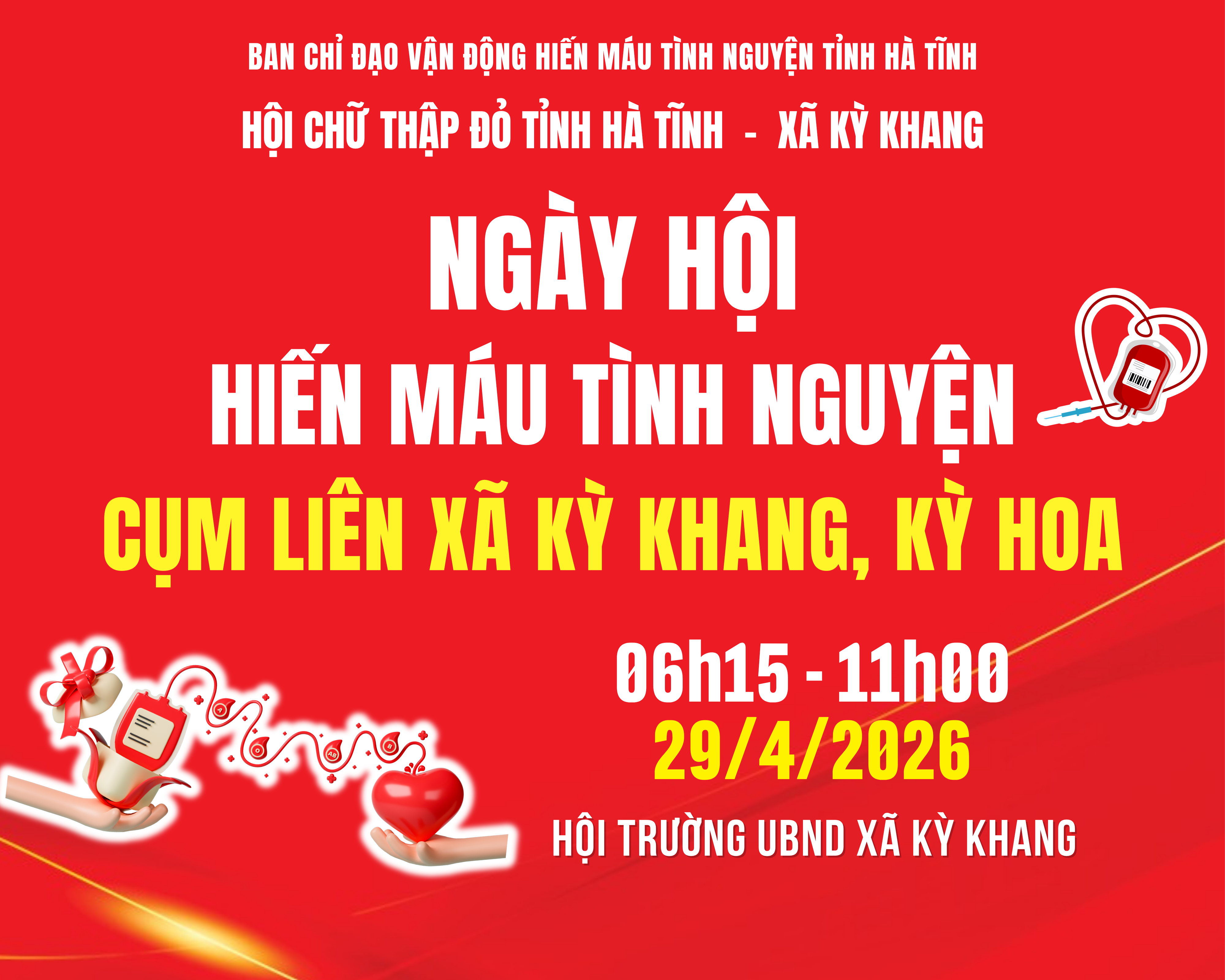 Kêu gọi tham gia Ngày hội hiến máu tình nguyện cụm liên xã Kỳ Khang – Kỳ Hoa